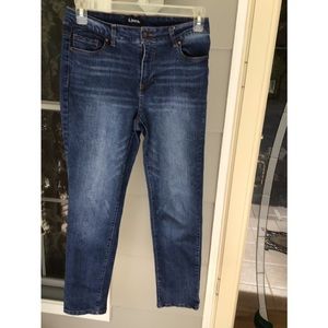 Womens Jeans-D.JEANS-blue stretch denim skinny 5-pocket-size 10 EUC.